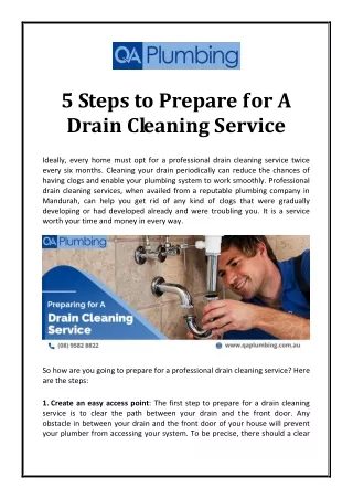 5 steps to prepare for a drain cleaning service