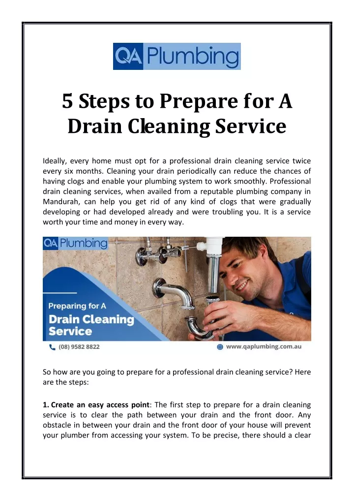 5 steps to prepare for a drain cleaning service