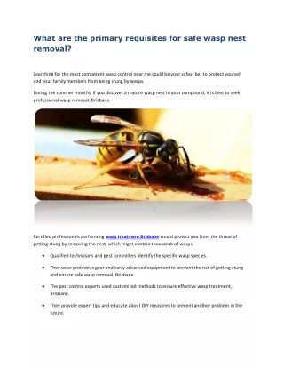 what are the primary requisites for safe wasp
