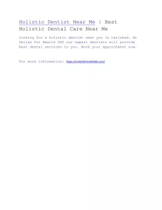 Holistic Dentist Near Me | Best Holistic Dental Care Near Me