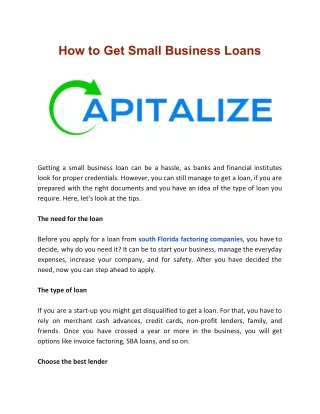 How to Get Small Business Loans