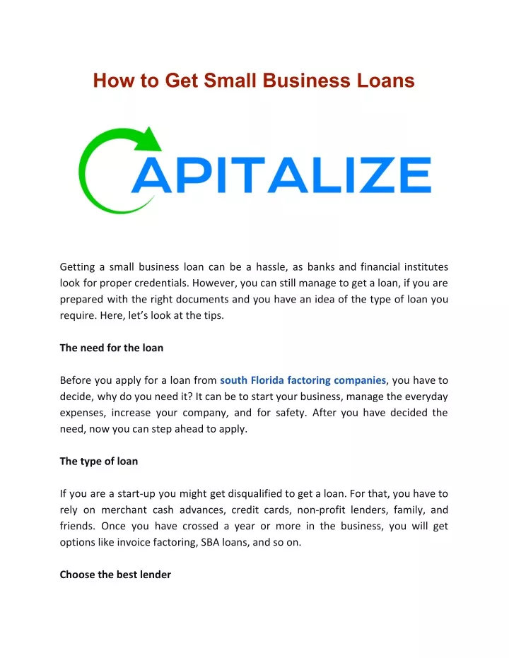 how to get small business loans