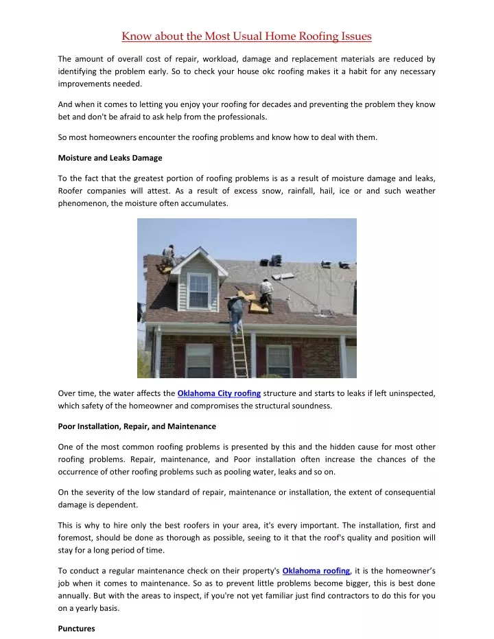 know about the most usual home roofing issues