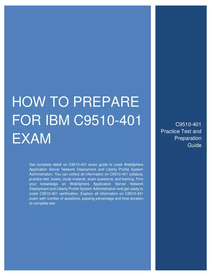 how to prepare for ibm c9510 401 exam