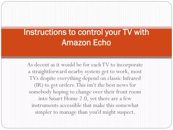 instructions to control your tv with amazon echo