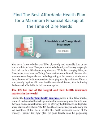 find the best affordable health plan