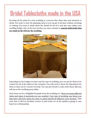 bridal tablecloths made in the usa