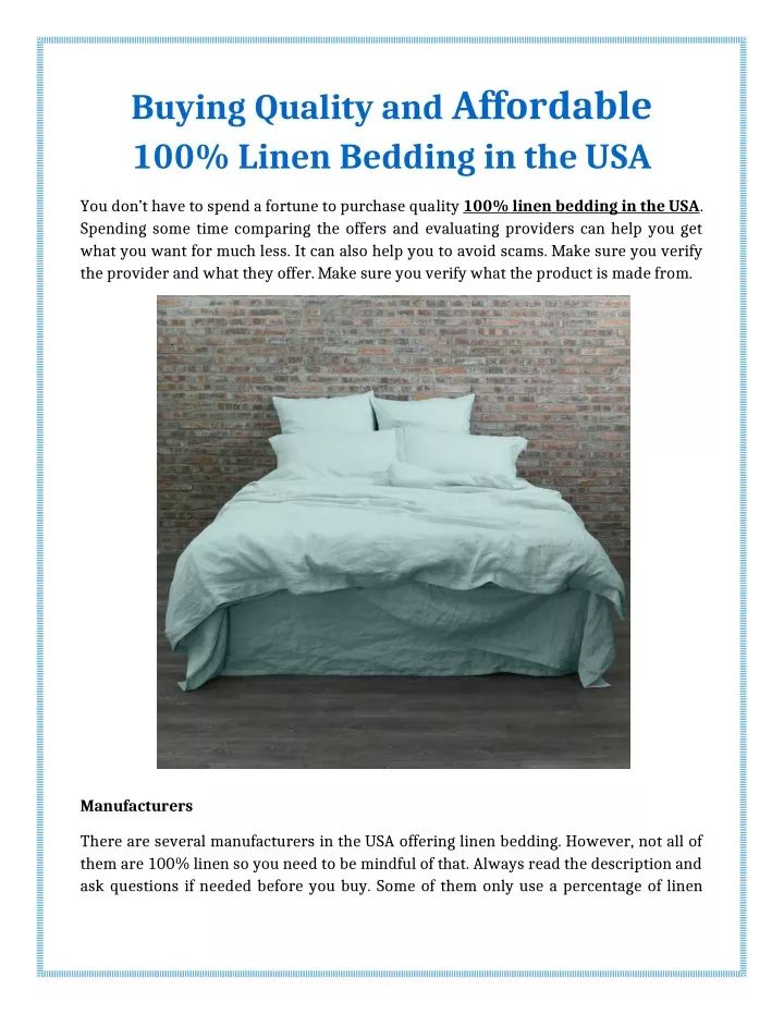 buying quality and affordable 100 linen bedding