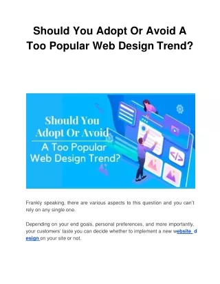 should you adopt or avoid a too popular web design trend