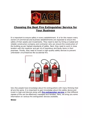 choosing the best fire extinguisher service