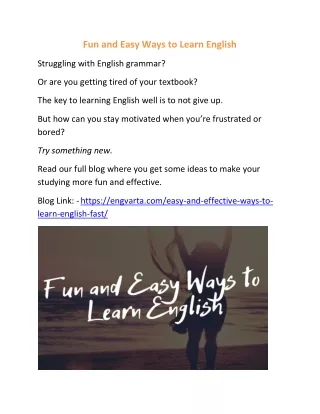 fun and easy ways to learn english