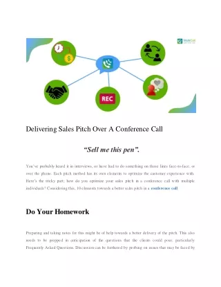 delivering sales pitch over a conference call