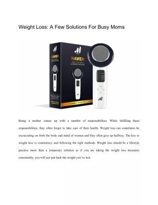 Weight Loss: A Few Solutions For Busy Moms