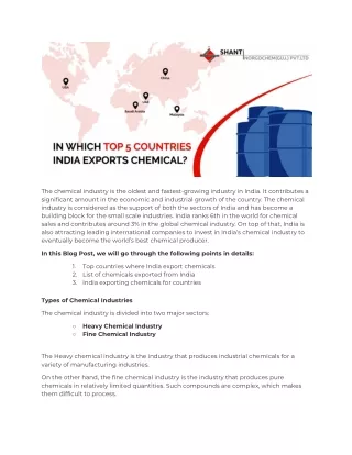 Which are the Top 5 Countries Where India Exports the Chemicals?