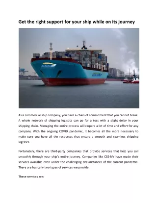 get the right support for your ship while