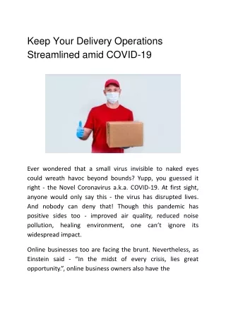 keep your delivery operations streamlined amid covid 19