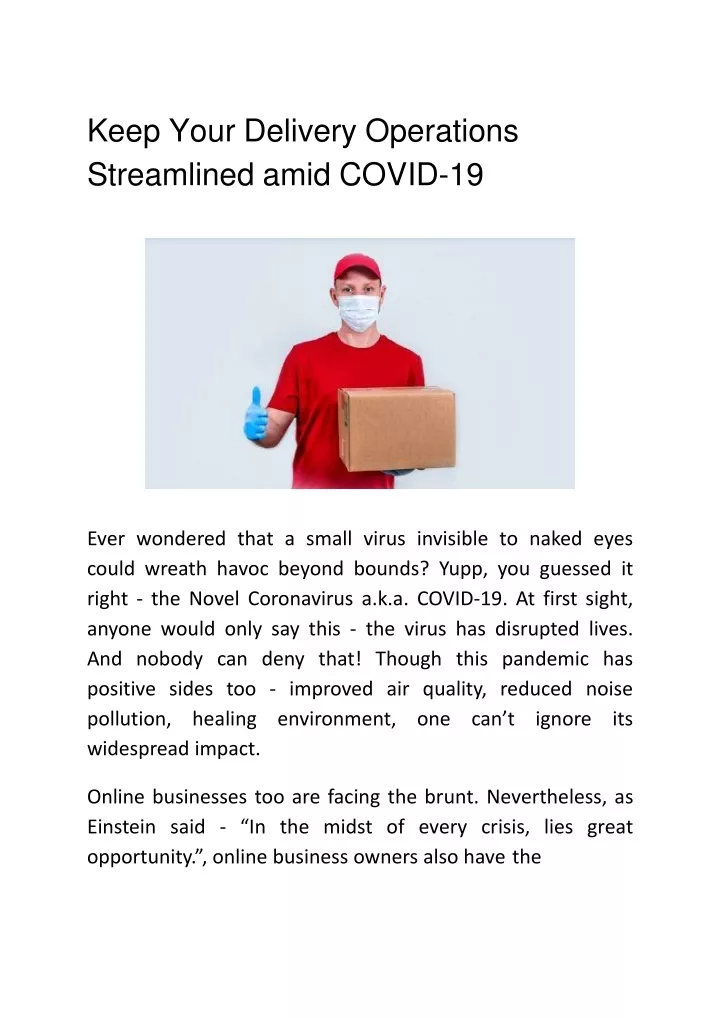keep your delivery operations streamlined amid covid 19
