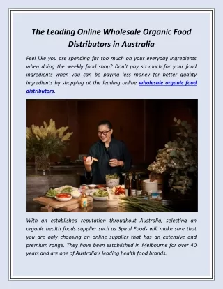 The Leading Online Wholesale Organic Food Distributors in Australia