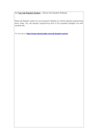 get top cab dispatch system vehicle cab dispatch