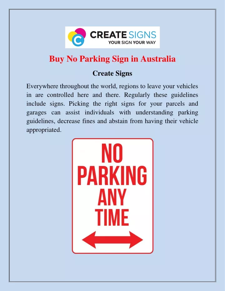 buy no parking sign in australia