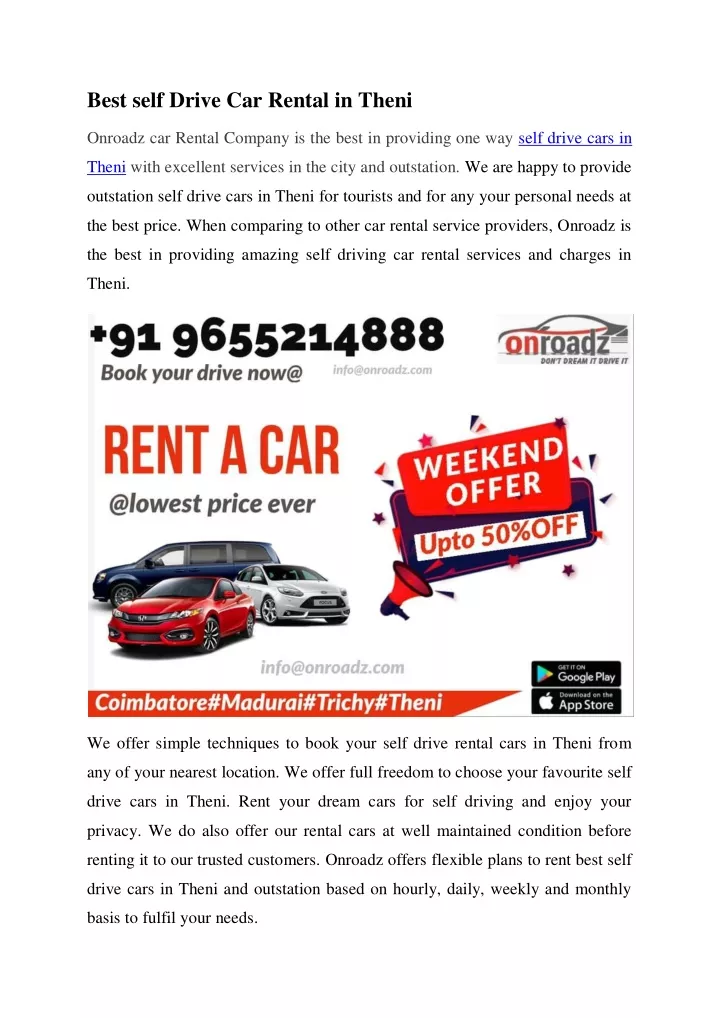 best self drive car rental in theni