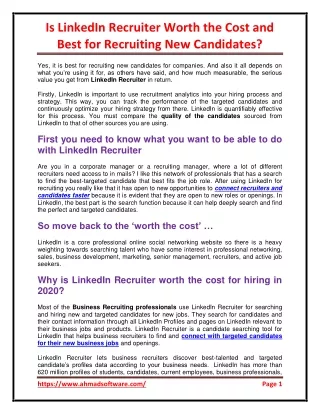 is linkedin recruiter worth the cost and best