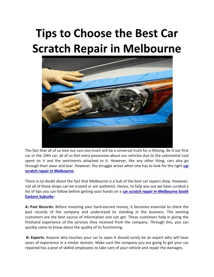 tips to choose the best car scratch repair
