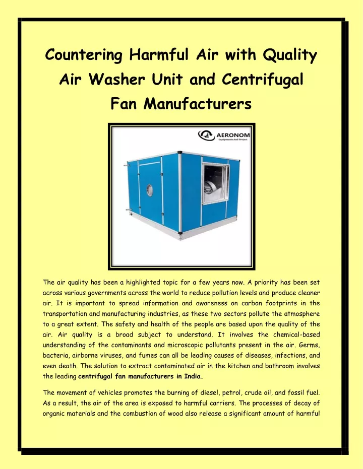 countering harmful air with quality air washer