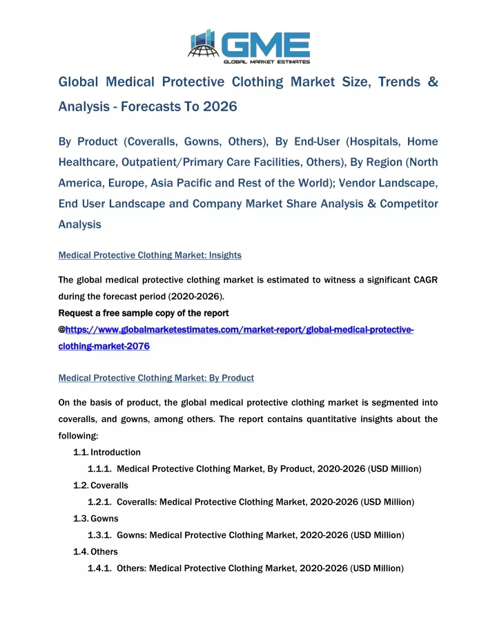 global medical protective clothing market size