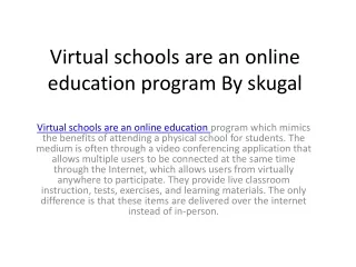 virtual schools are an online education program by skugal