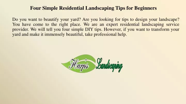 four simple residential landscaping tips for beginners