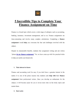 5 incredible tips to complete your finance
