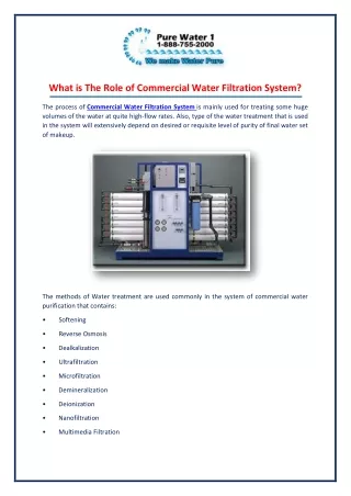 Get Commercial Water Filter Systems at Pure Water 1