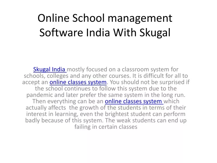 online school management software india with skugal