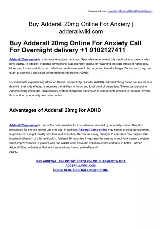 Buy Adderall 20mg Online For Anxiety | adderallwiki.com