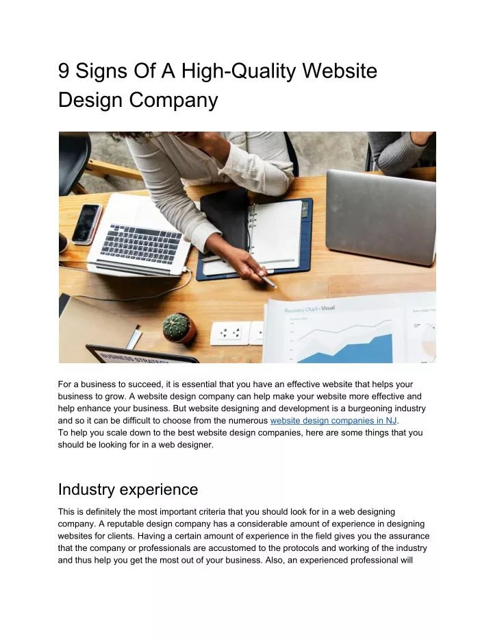 9 signs of a high quality website design company