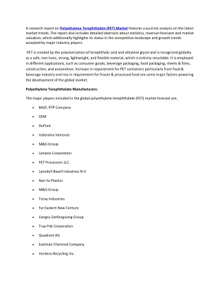 a research report on polyethylene terephthalate