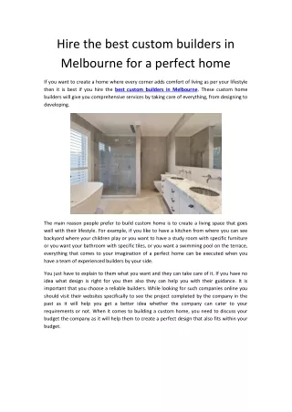 hire the best custom builders in melbourne