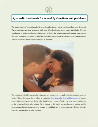 Ayurvedic treatments for sexual dysfunctions and problems