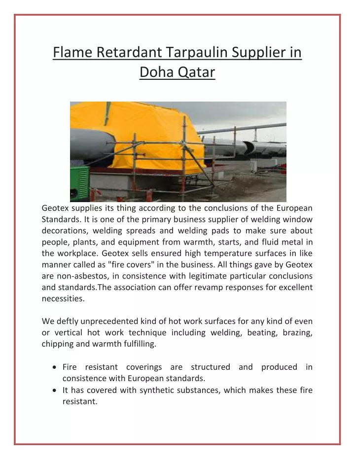 flame retardant tarpaulin supplier in doha qatar