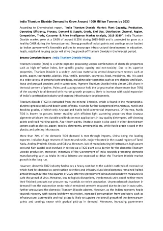 india titanium dioxide demand to grow around 1000