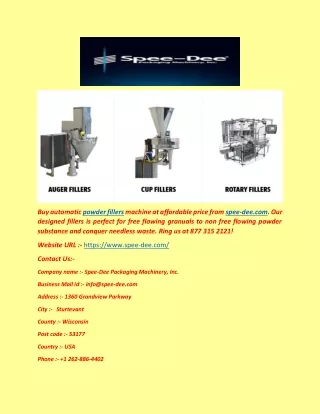 automatic powder fillers - Spee-Dee Packaging Machinery