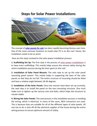 Steps for Solar Power Installations