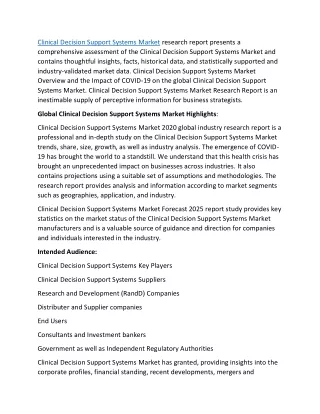 clinical decision support systems market research