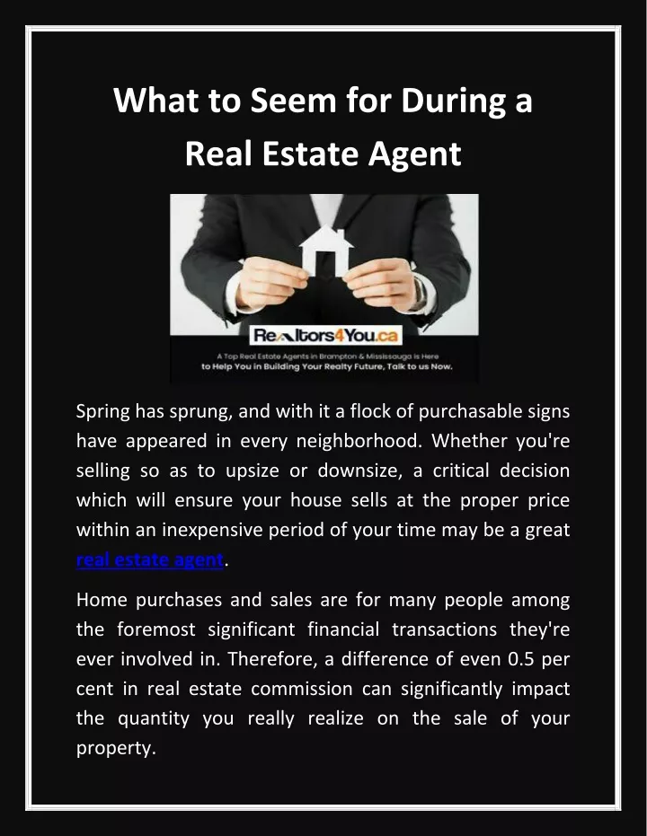 what to seem for during a real estate agent