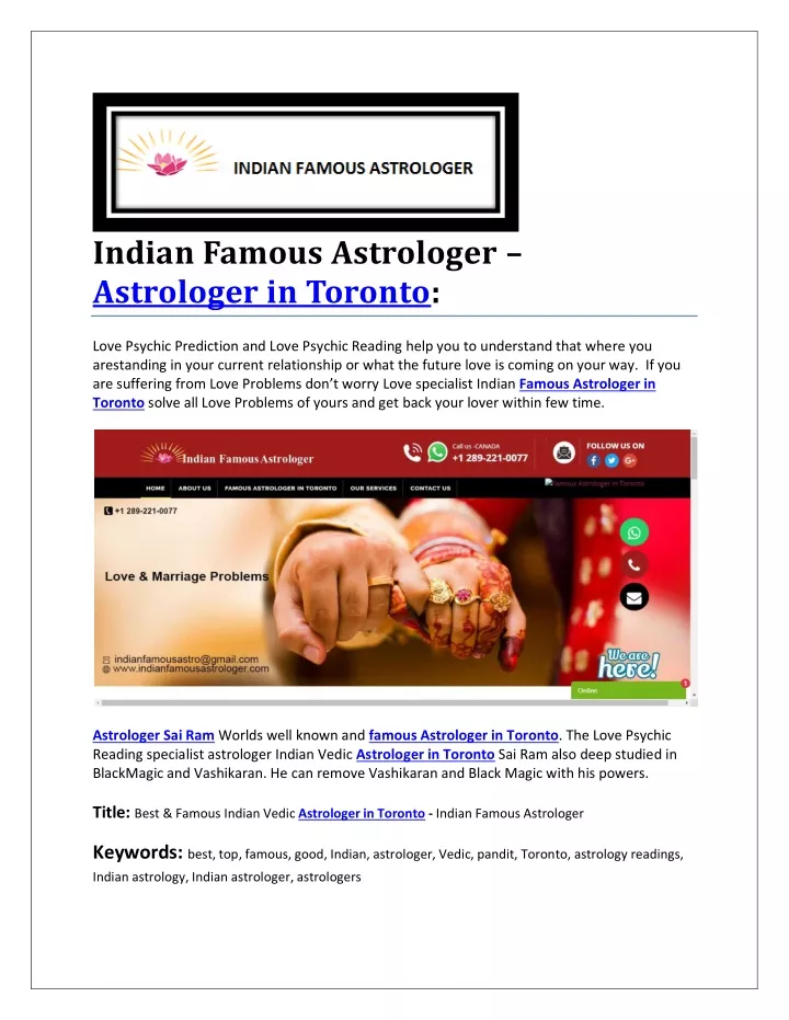 indian famous astrologer astrologer in toronto