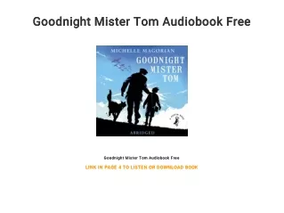 Goodnight Mister Tom Audiobook Free