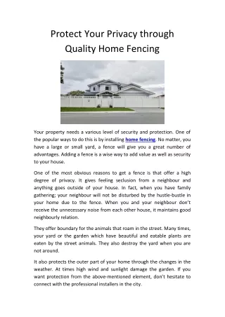 protect your privacy through quality home fencing