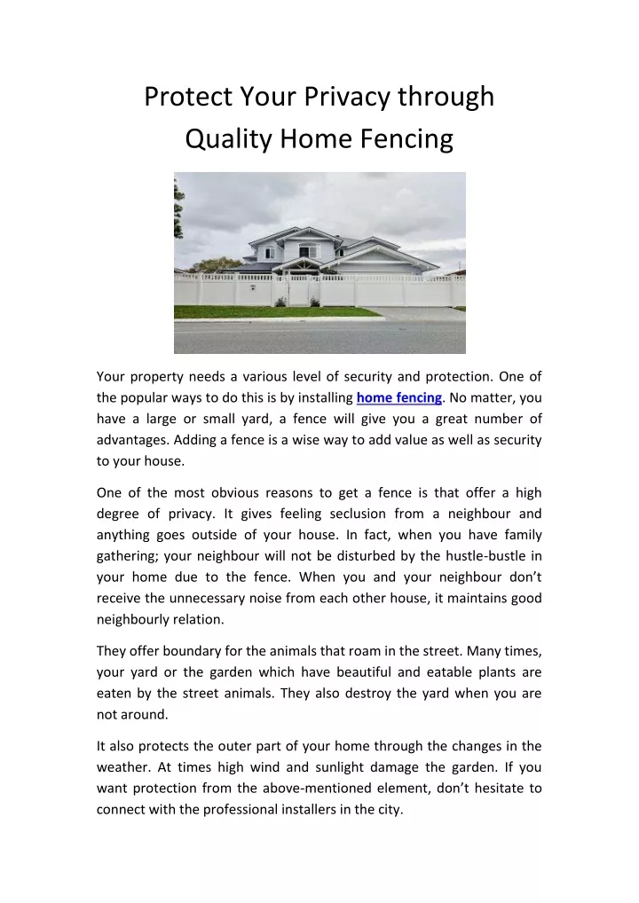 protect your privacy through quality home fencing