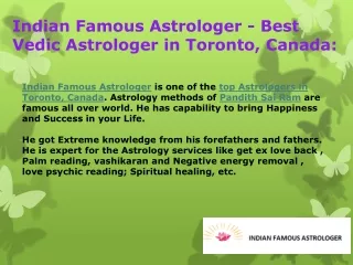 Indian Famous Astrologer – Astrologer in Toronto: